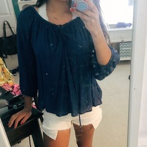 Blue Peasant Top